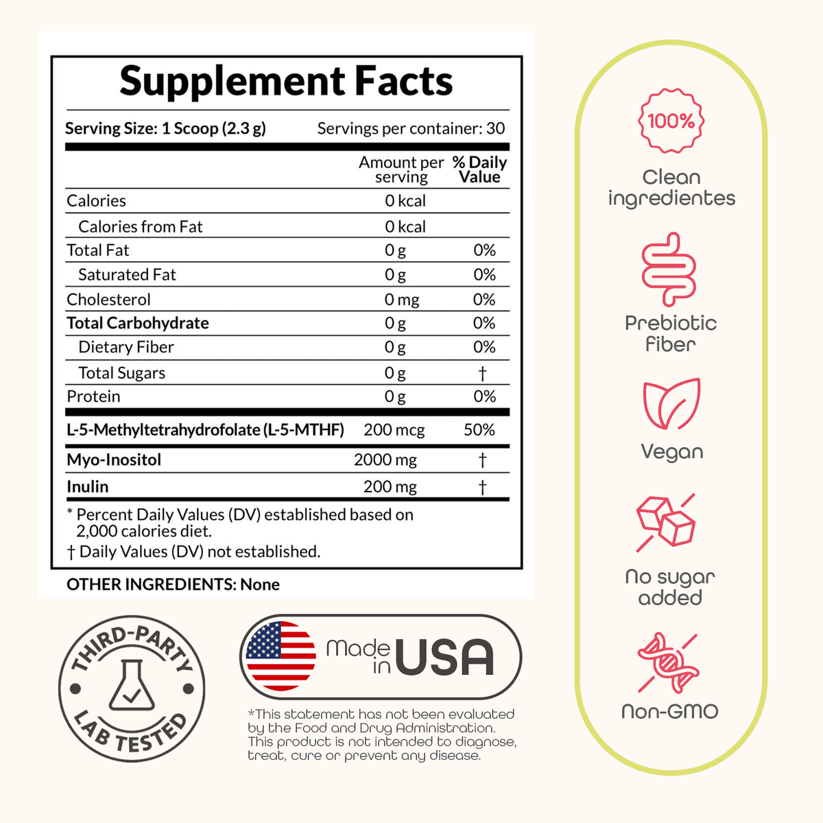 Etiqueta con Supplement Facts del Balance Hormonal